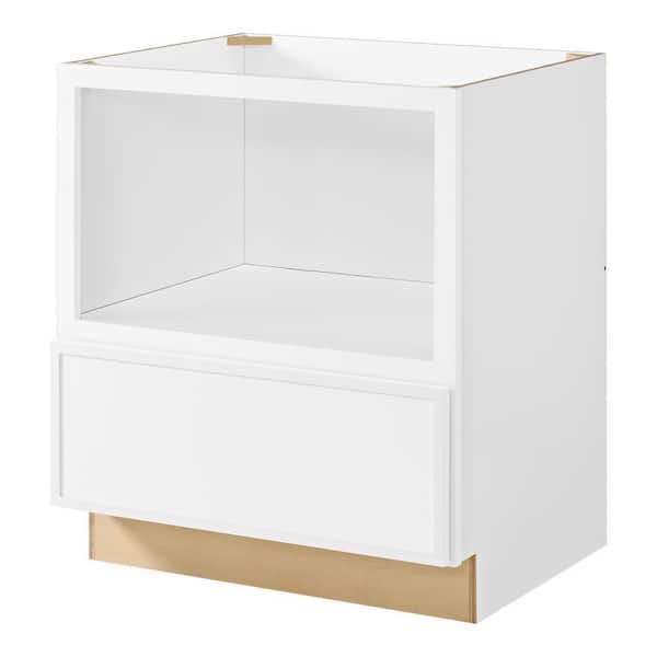 Leyton 30 in. W x 24 in. D x 34.5 in. H Ready to Assemble Plywood Slim Shaker Microwave Base Cabinet in Alpine White