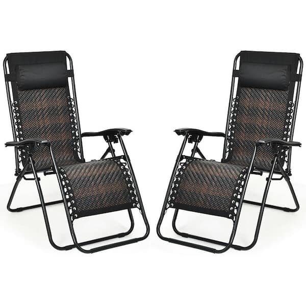 ANGELES HOME Brown and Black 2 Piece Metal Folding and Reclining