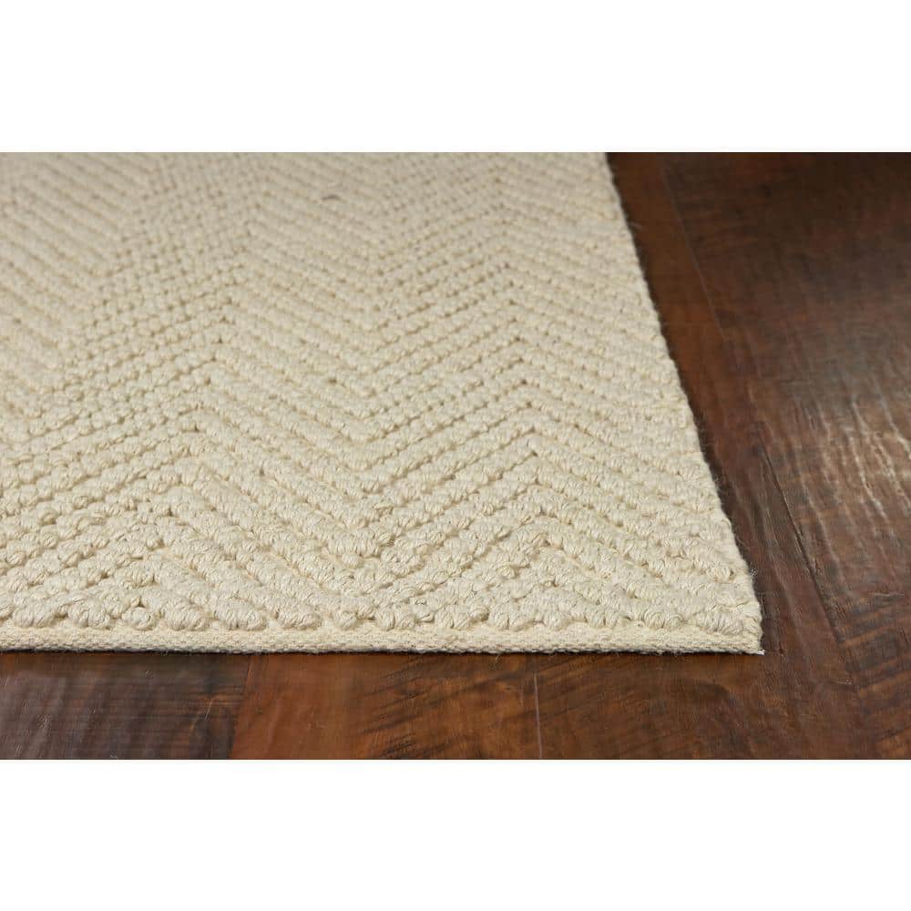 XXXL Ivory Handwoven Jute Herringbone Area Rug