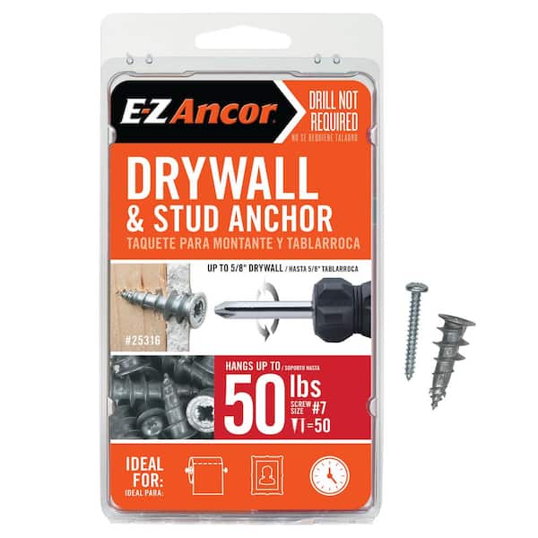 E-Z Ancor Stud Solver 50 lbs. Drywall and Stud Anchors (50-Pack)