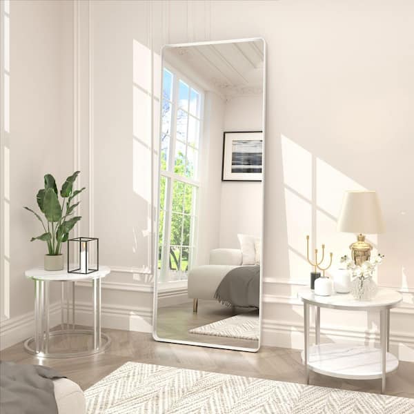 65 in. W x 22 in. H Rectangular Aluminum Alloy Frame with Inner Deep Design and Tempered Glass Wall Mirror in White