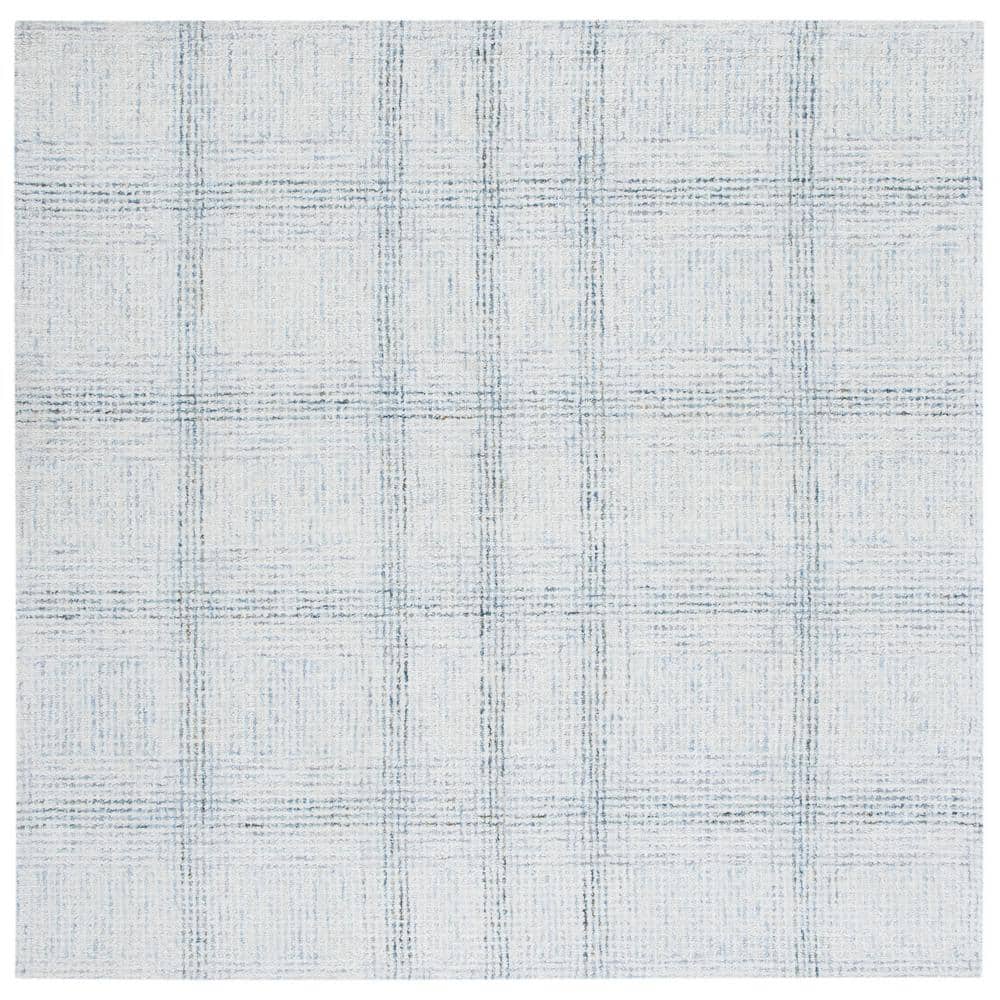 Handmade Ivory Abstract Wool Square Tufted Area Rug, 6' x 6'