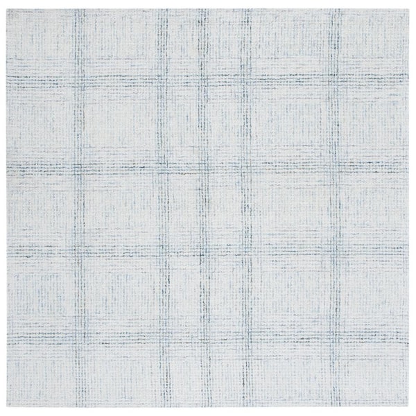 Abstract Ivory/Gold 6 ft. x 6 ft. Plaid Abstract Ivory/Gold Square Area Rug