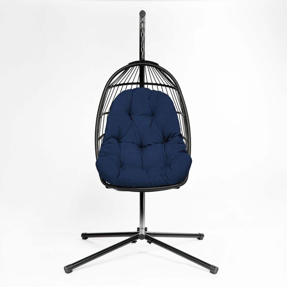 Plush Indoor / Outdoor Egg Chair Cushion, 35 x 49, Tufted for Comfort Sapphire Blue Leala