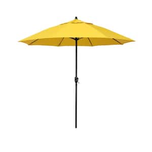 7.5 ft. Bronze Aluminum Market Patio Umbrella with Fiberglass Ribs and Auto Tilt in Lemon Olefin
