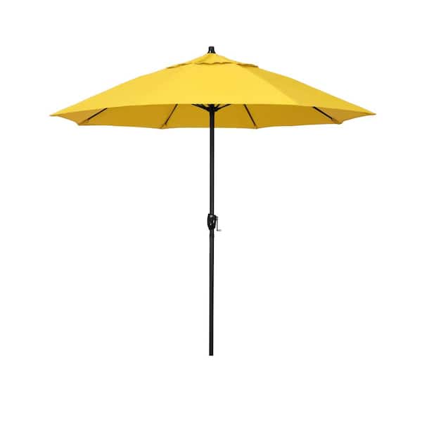 California Umbrella 7.5 ft. Bronze Aluminum Market Patio Umbrella with Fiberglass Ribs and Auto Tilt in Lemon Olefin