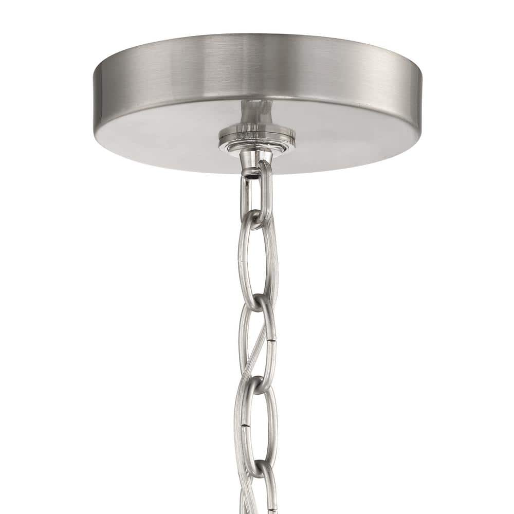 Elegant Brushed Nickel 4-Light Chandelier with Crystal Clear Hammered Glass