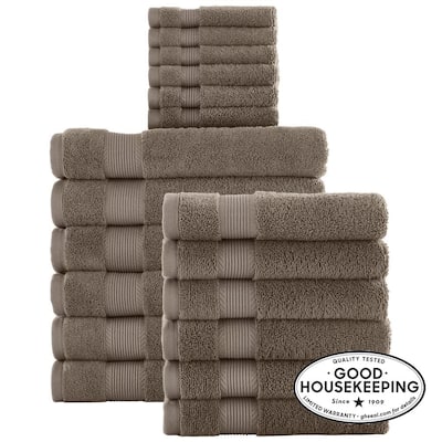 18-Piece Hygrocotton Towel Set in Fawn Brown