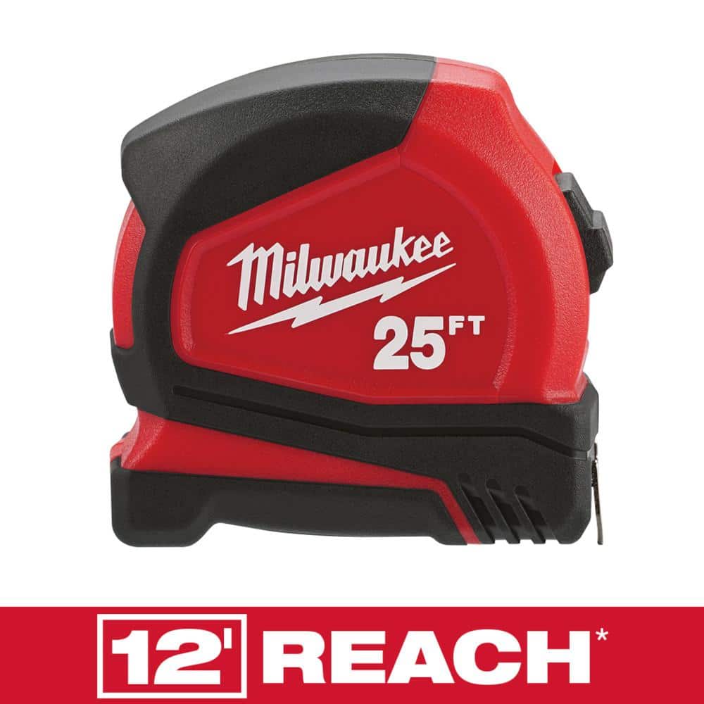 Milwaukee Compact 25 ft. SAE Tape Measure with Fractional Scale and ft.  Standout 48-22-6625 The Home Depot