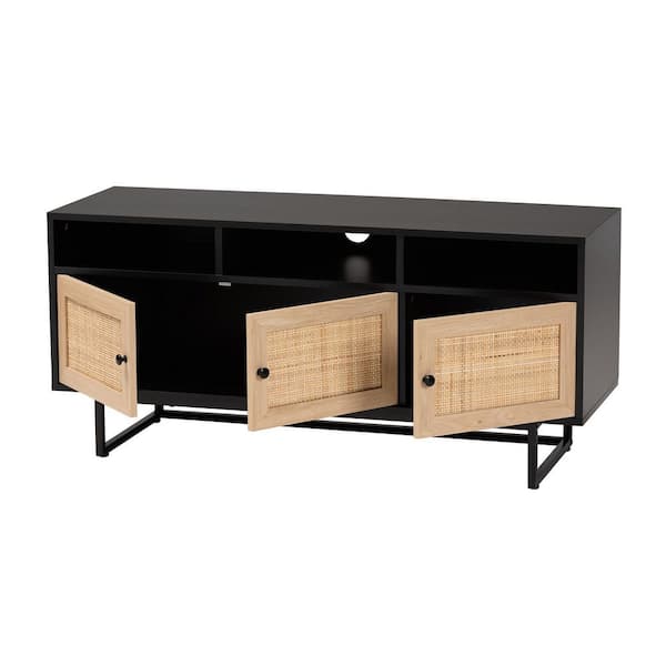 Baxton Studio Declan 47.2 in. Espresso Brown and Black TV Stand