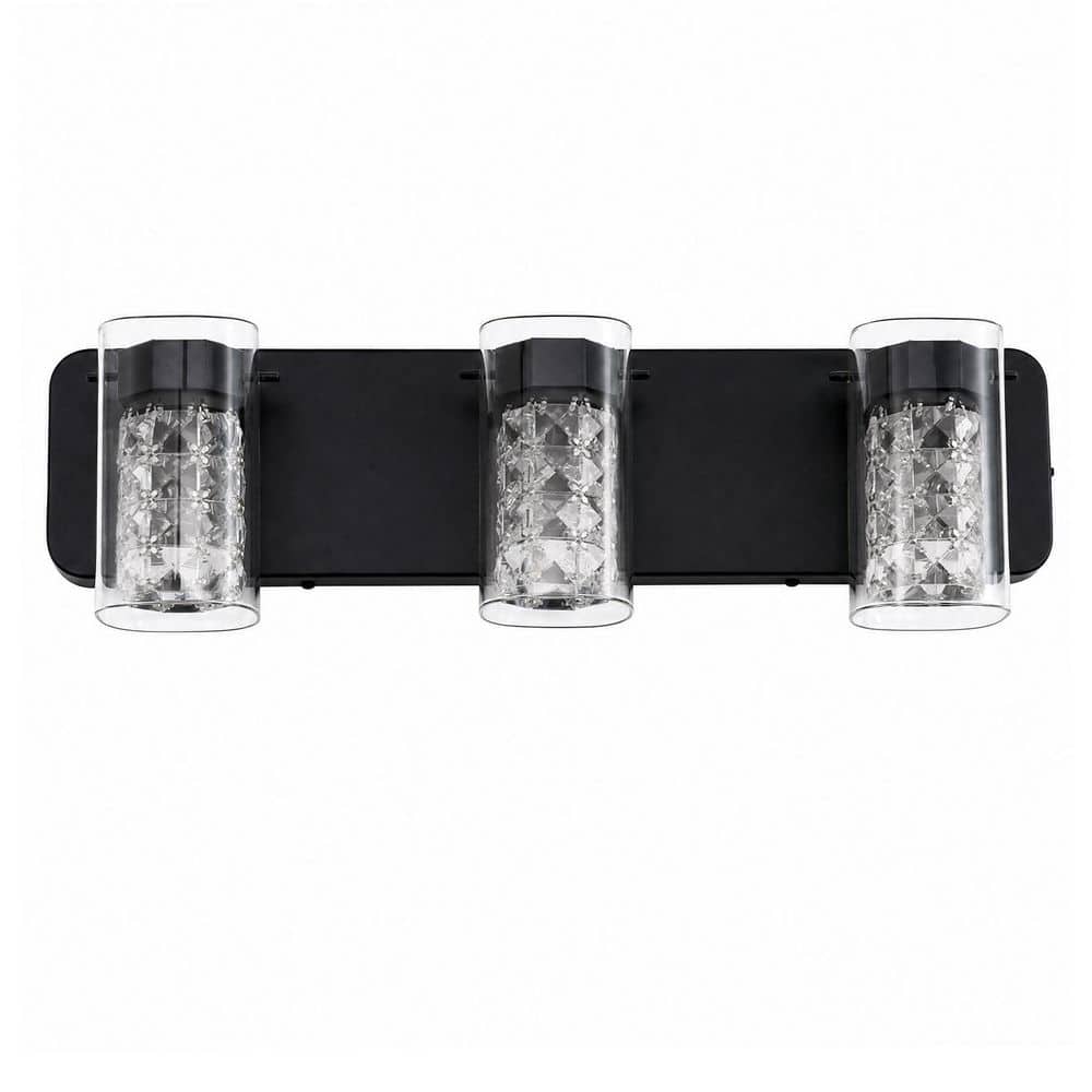 21 in. 3-Light Black LED Crystal Vanity Light for Bathroom Mirror Makeup Room, 5CCT Modern Wall Fixture price history on PriceWatchPro