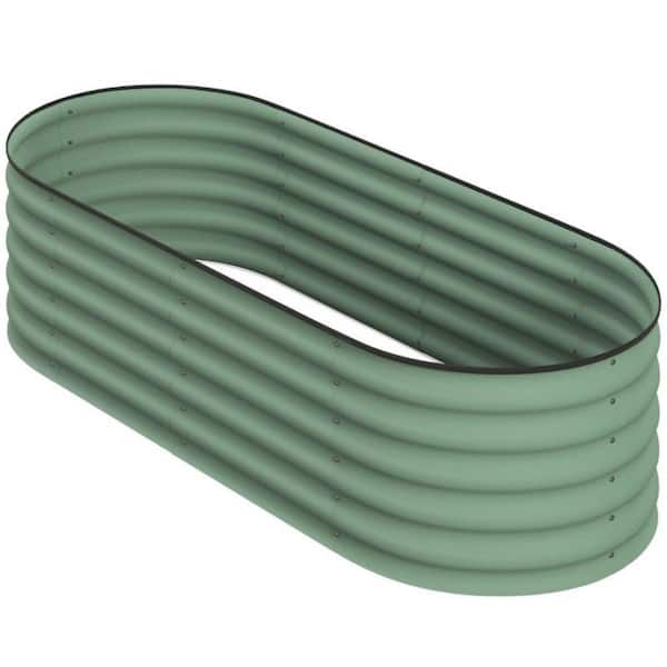 Unbranded 4.9 ft. x 2 ft. x 1.4 ft. Metal Green Galvanized Outdoor Raised Garden Bed Kit, Elevated Planter Box for Flowers Herbs