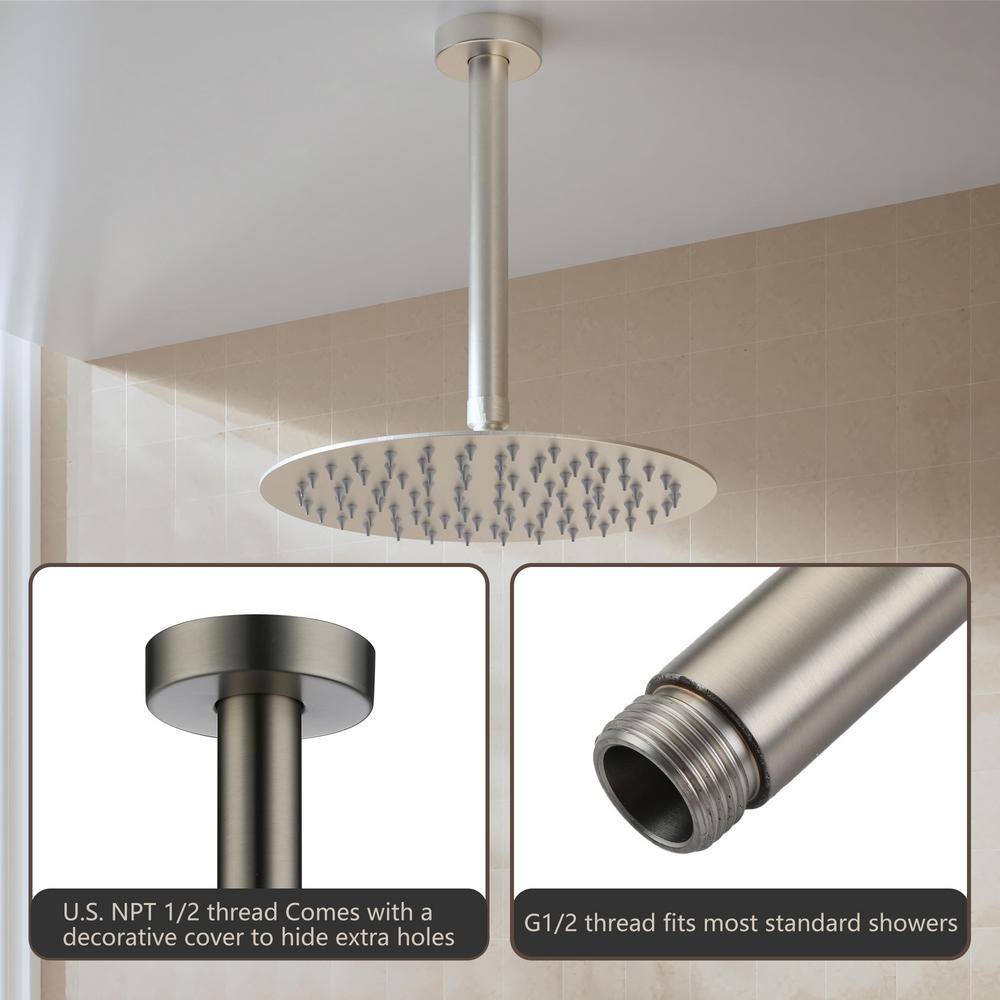 7.88" Matte Black Stainless Steel Ceiling Mounted Shower Arm with Flange