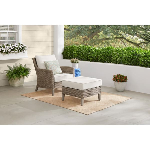 Holly Cove 2-Piece Wicker Outdoor Seating Set with CushionGuard Almond Cushions