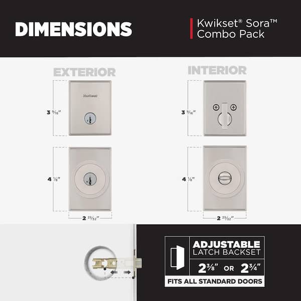 Kwikset Sora Satin Nickel Rectangle 2.19 in. Keyed Entry Round