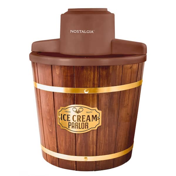 4 qt. Brown Dark Wood Bucket Ice Cream Maker