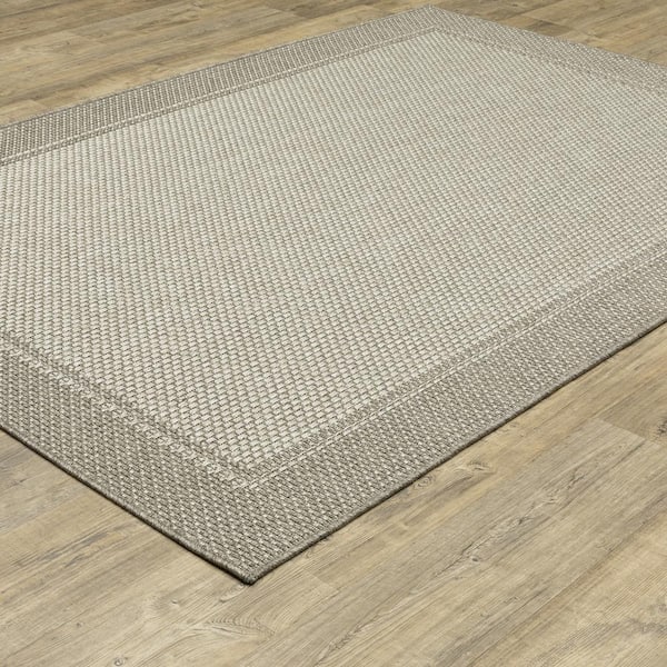Cliffs Gray 8 ft. x 10 ft. Border Polypropylene Indoor/Outdoor Area Rug