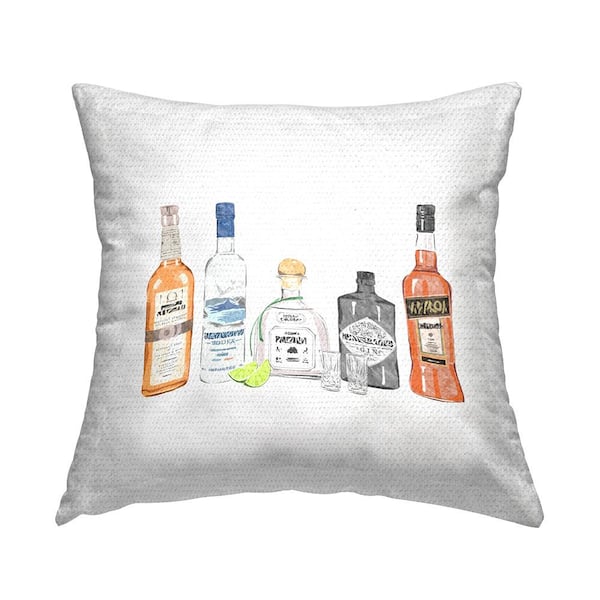 Stupell Industries Varied Alcohol Liquor Bottles Bar Multi-Color Square Outdoor Throw Pillow