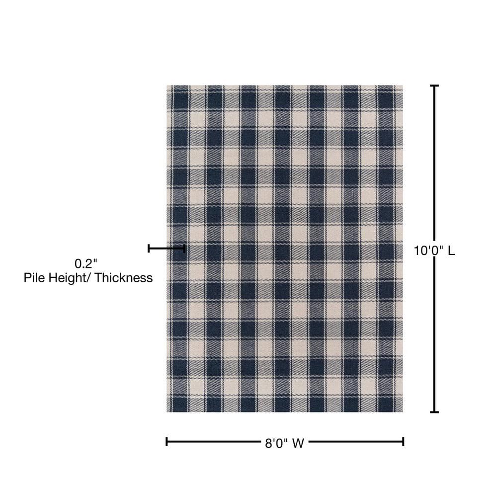 Navy Tufted Handmade Wool Rectangular 8' x 10' Rug