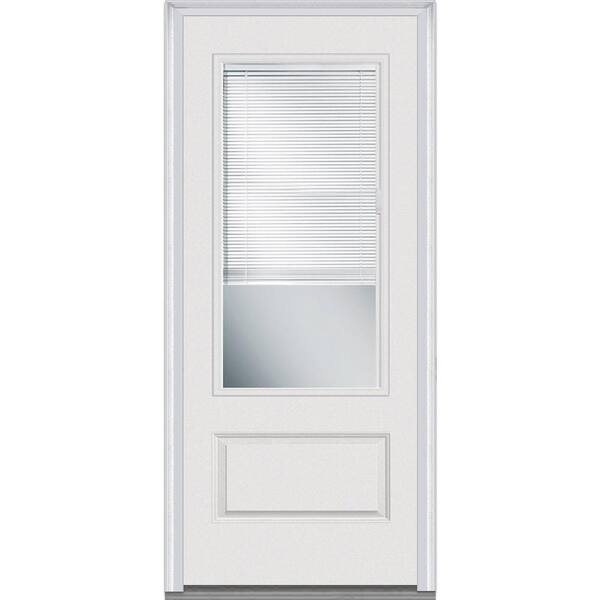 MMI Door 36 in. x 80 in. RLB Left-Hand 3/4 Lite 1-Panel Classic Primed Fiberglass Smooth Prehung Front Door