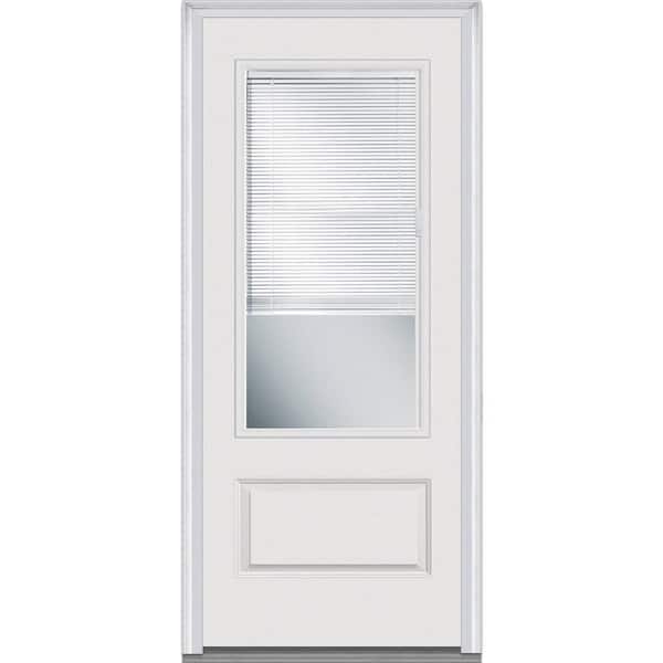 MMI Door 36 in. x 80 in. RLB Right-Hand 3/4 Lite 1-Panel Classic Primed Fiberglass Smooth Prehung Front Door