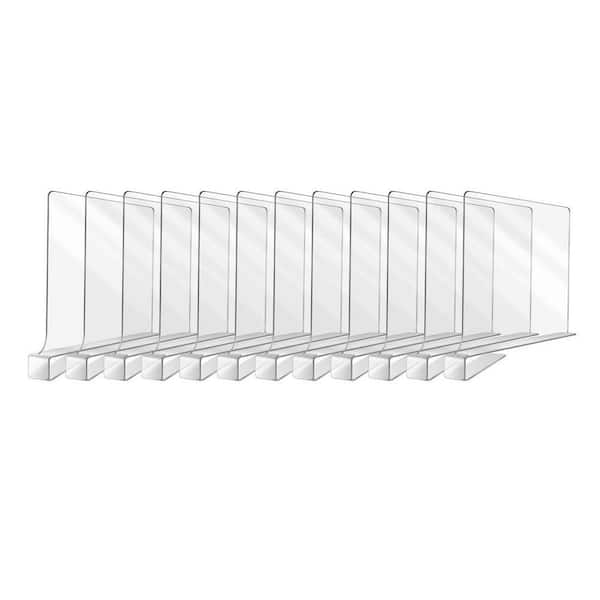 Clear Acrylic Shelf Dividers for Closet Organization, 12-Pack Shelf Organizer for Wood Cabinets and Shelves