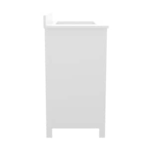 Vega 48 in. W x 19. in. D x 37.75 in. H Freestanding Bathroom Vanity in White with White Carrara Marble Finish Stone Top