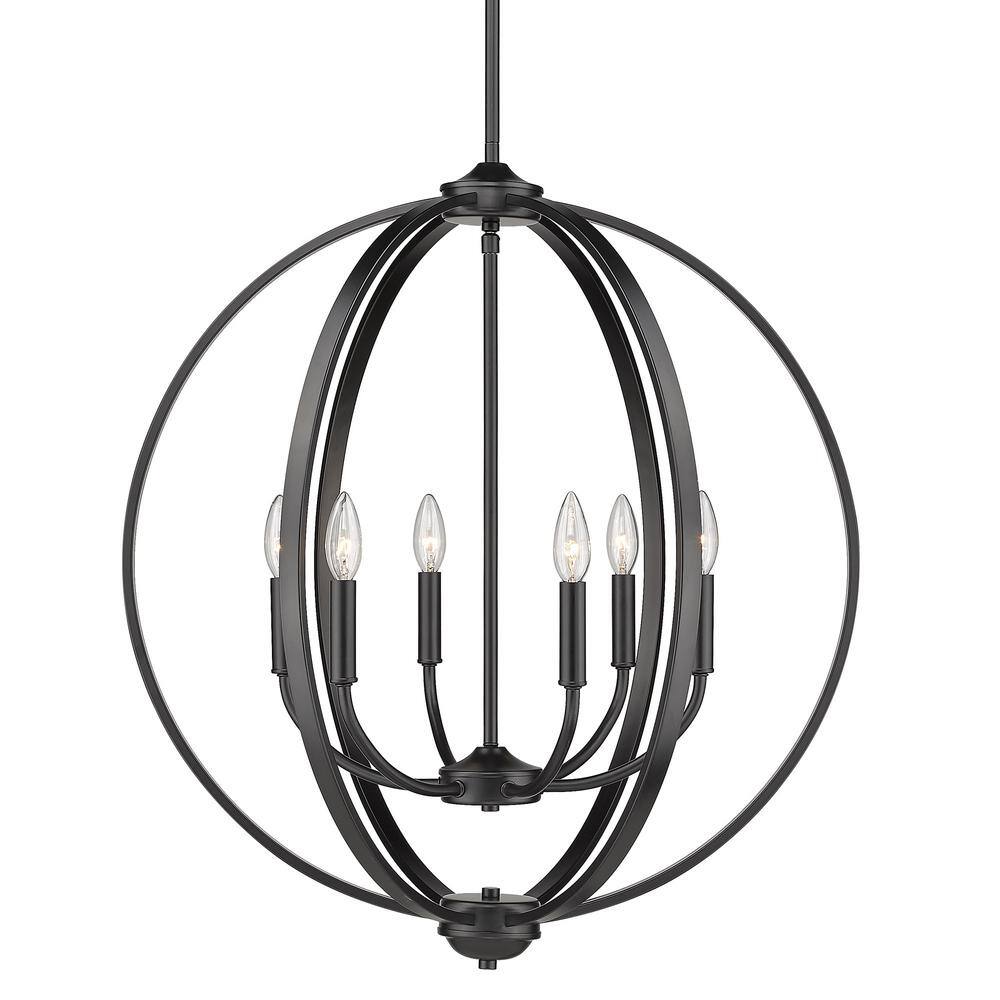 Colson 26" Matte Black Steel 6-Light Chandelier