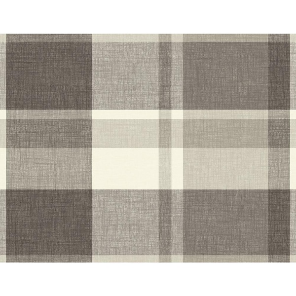 A-Street Prints Madaket Charcoal Plaid Wallpaper Sample