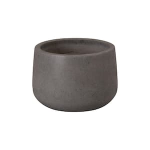 15 in. L x 10.5 in. H Gray Terrazzo Round Planter