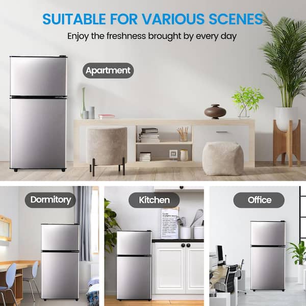 JEREMY CASS 3.5 cu. ft. Mini Refrigerator in Silver with Freezer