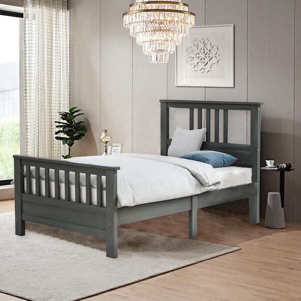 Grey Bed Frame Twin 400 lbs. Heavy Duty TwinFrameG - The Home Depot