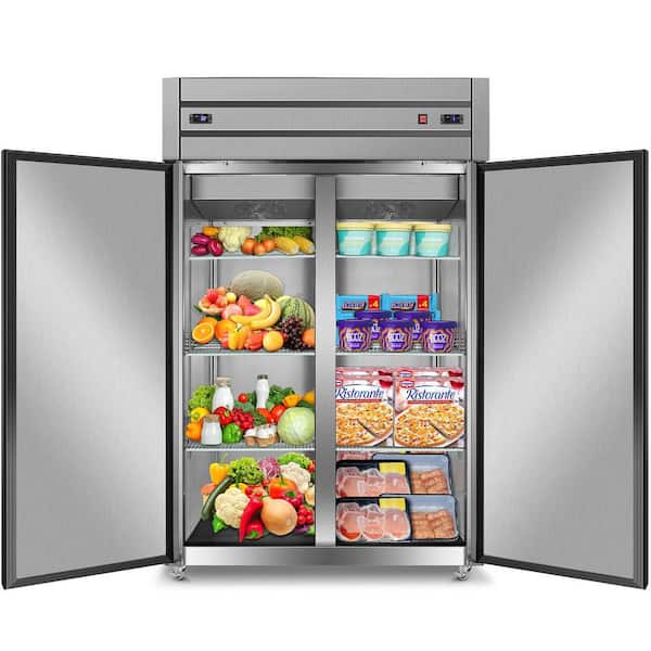 Dual Zones Commercial Refrigerator and Freezer Combo 48 in. 38 cu. ft with Adjustable Shelves in Stainless Steel