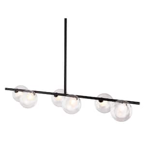 Keyoz 6-Light Black Chandelier with Tempered Glass Shades