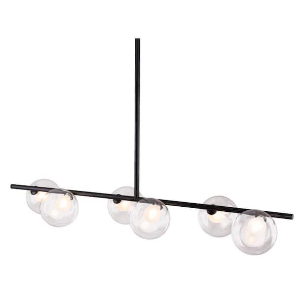 ZUO Keyoz 6-Light Black Chandelier with Tempered Glass Shades