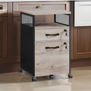 Gray and Black 26.91 in. File Storage Cabinet with 1-Shelves and Caster Wheels