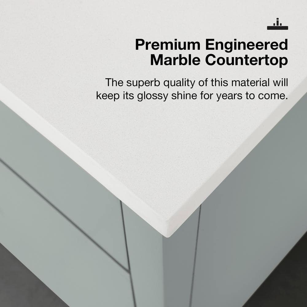 Sage Green 30" Single Sink Vanity with Marble Top