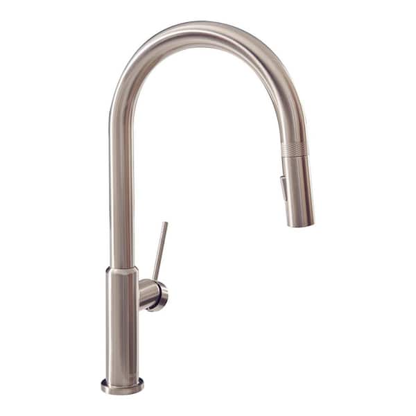 Vestia Brushed Nickel Stainless 17.5 in. H Single Handle Pull Down Sprayer Kitchen Faucet with 360° Spout Swivel
