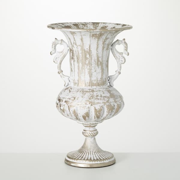 SULLIVANS 18.5 in. H Tall Vintage Metal Golden Urn