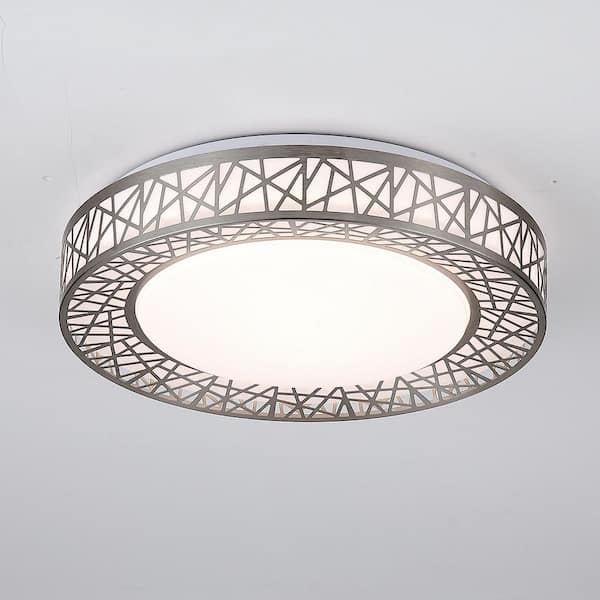 20 in. 42-Watt Modern Matte Black Integrated LED Flush Mount with White Acrylic Shade with RGB