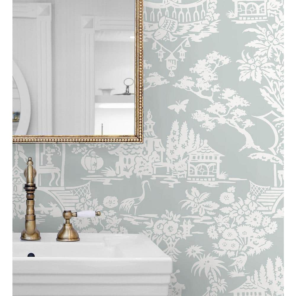 Blue and White Chinoiserie Vinyl Peel & Stick Wallpaper