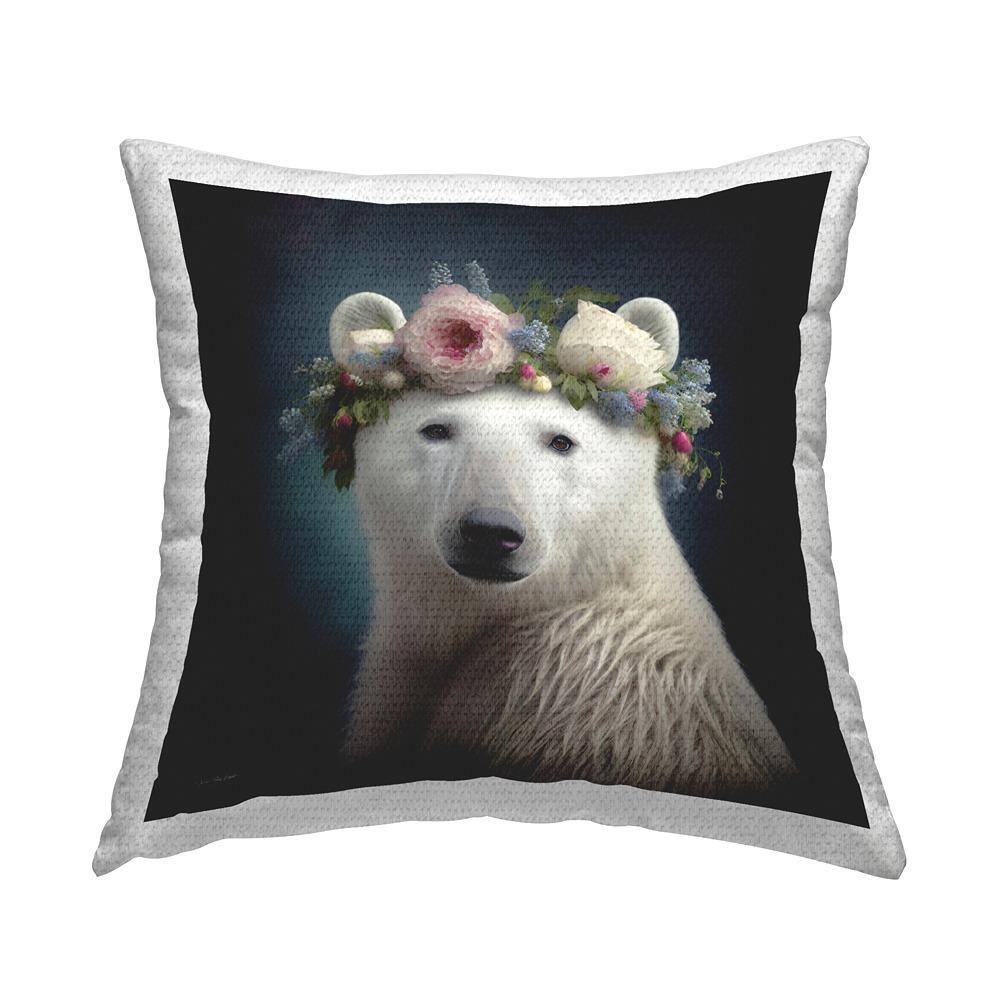 Polar Bear in Flower Crown Multi-Color Square Outdoor Throw Pillow price history on PriceWatchPro