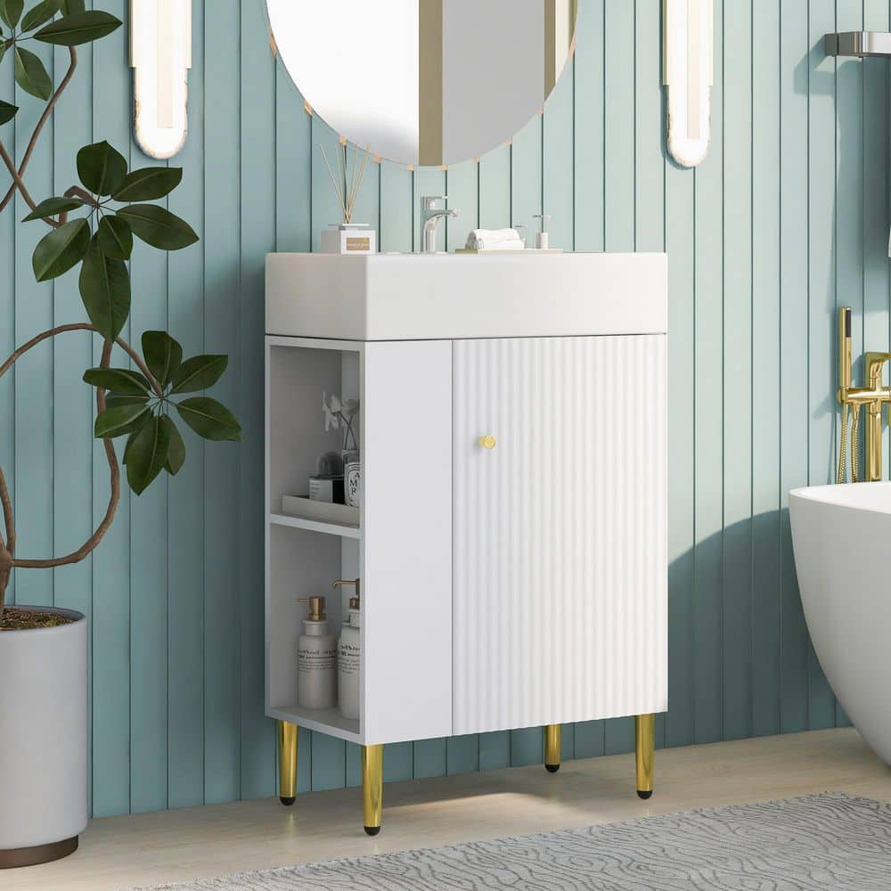 22 in. Freestanding Single Sink White Bath Vanity with White Ceramic Top price history on PriceWatchPro