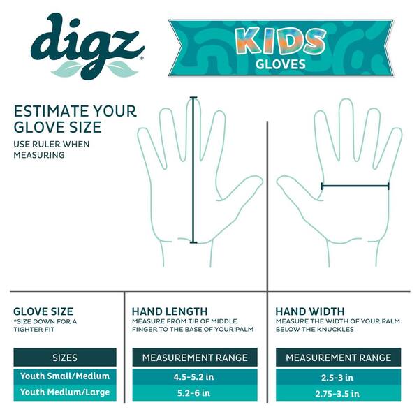 Digz Kids/Youth Small/Medium Utility Outdoor Gardening Glove