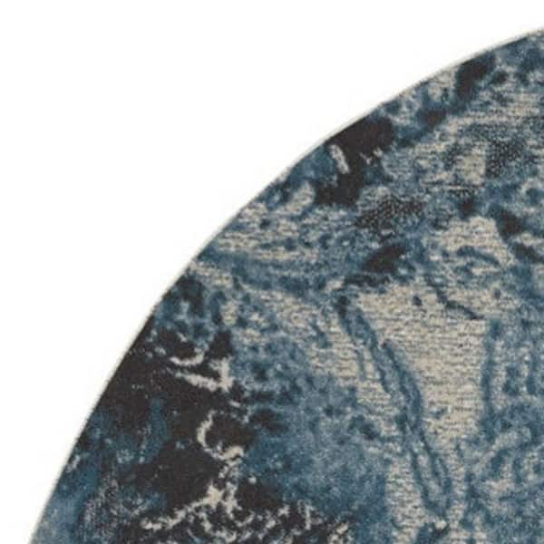 8 ft. Round White Abstract Washable Area Rug