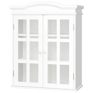 21 in. W x 9 in. D x 26.5 in. H Bathroom Storage Wall Cabinet in White with Double Doors
