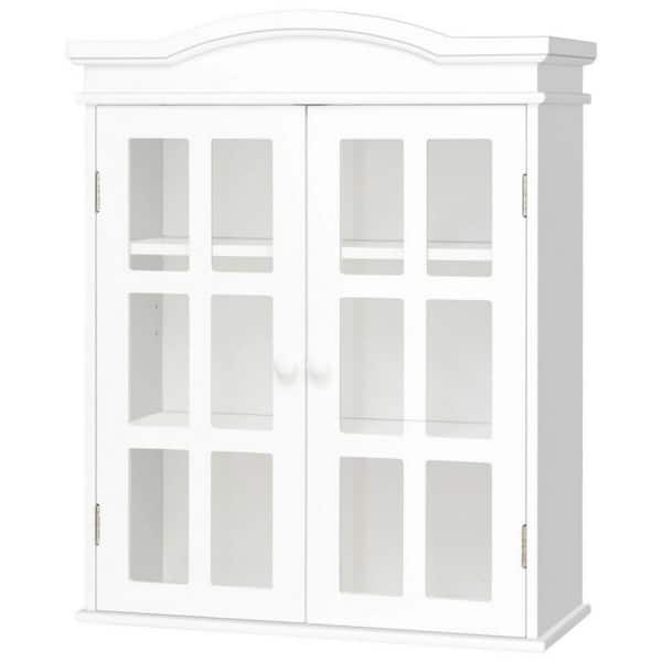 Bunpeony 21 in. W x 9 in. D x 26.5 in. H Bathroom Storage Wall Cabinet in White with Double Doors