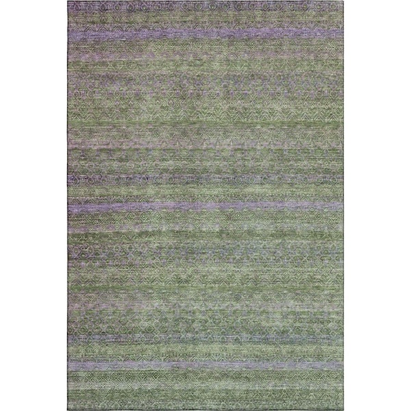 Mayfield Premium Machine Washable Abstract AMF2106 Olive 9 ft. x 12 ft. Area Rug