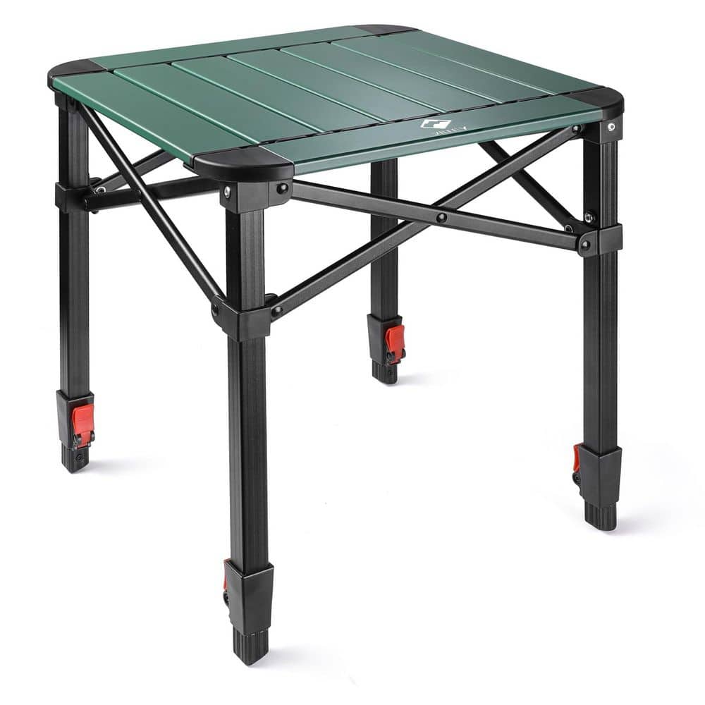 15.7 in. Green Square Aluminum Picnic Tables with Carry Bag, Folding Table 