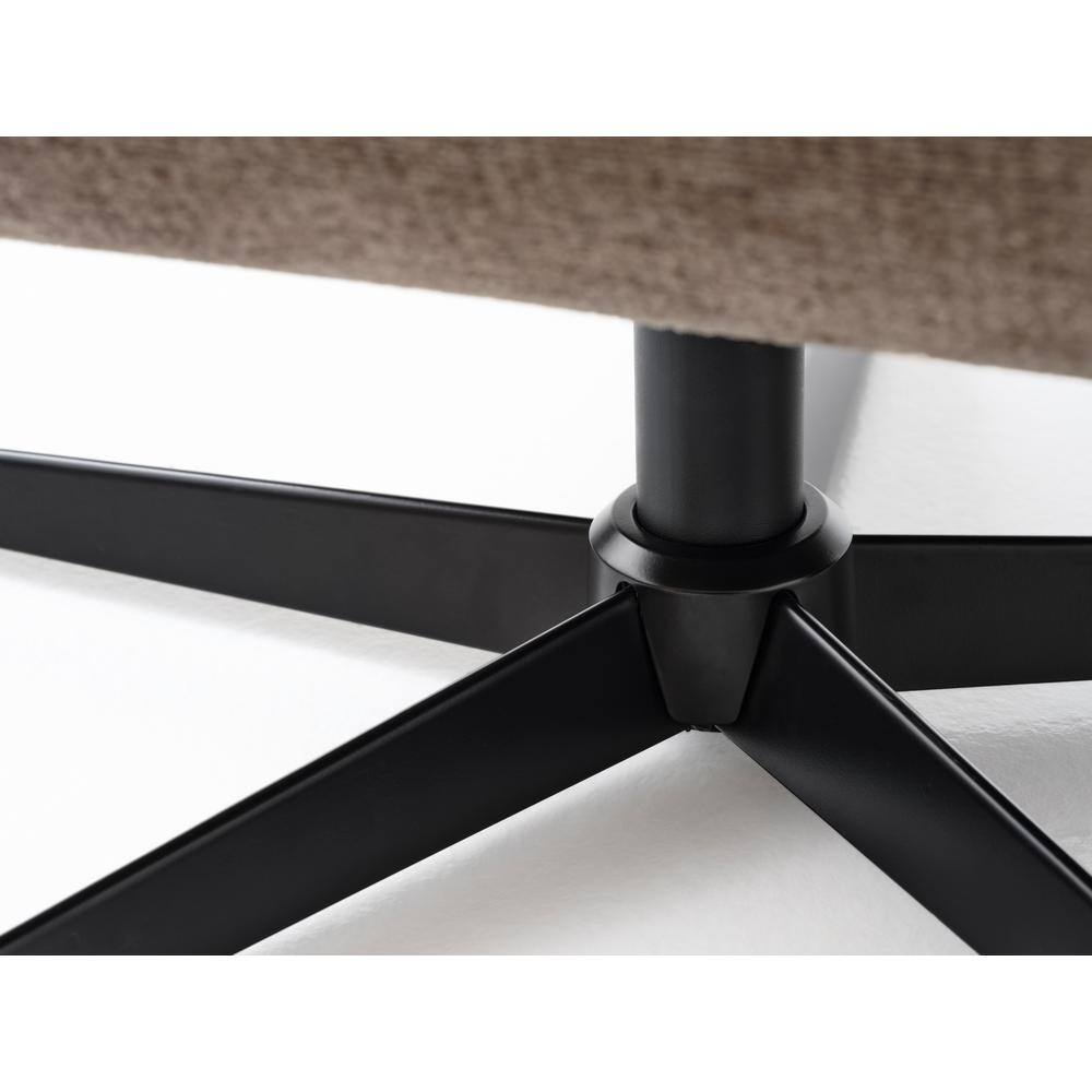 Mocca Polyester Blend Swivel Lounge Chair with Metal Base